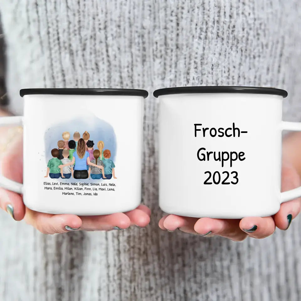 Personalisierte Tasse mit Erzieher/Erzieherin und Kindergartengruppe/Kita (11-26 Kinder)