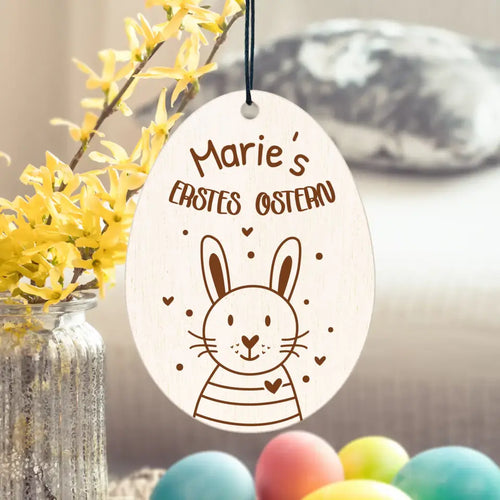 Personalisierter Osteranhänger - Erstes Ostern mit Hase - Ei