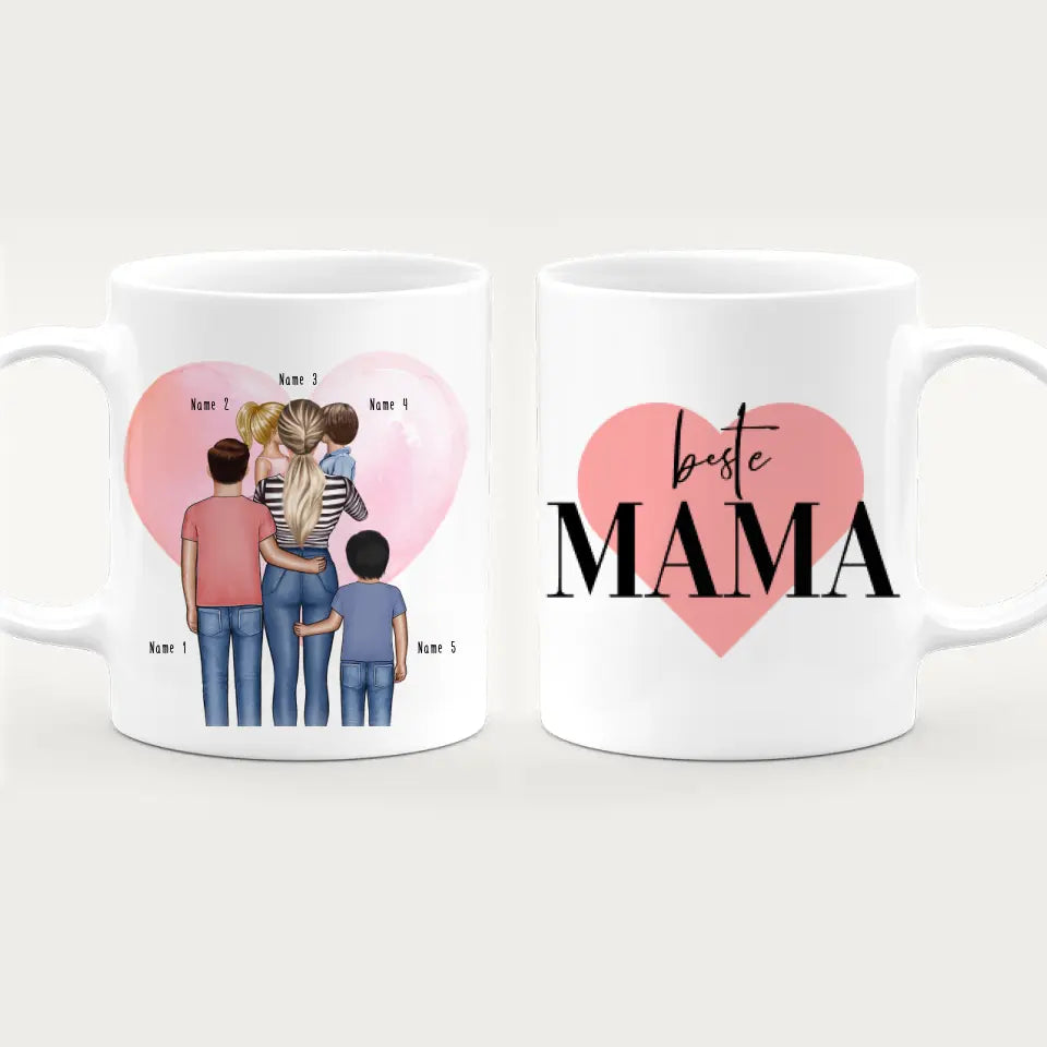 Personalisierte Tasse - Mama mit 1-4 Kindern