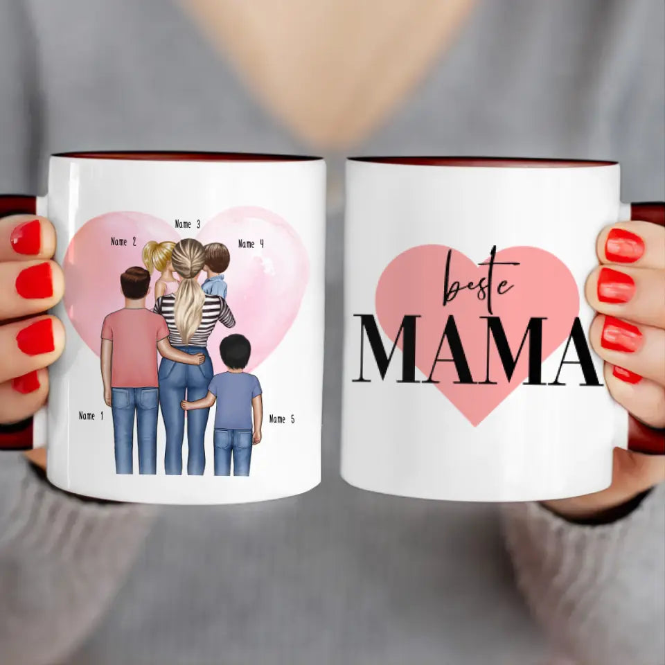 Personalisierte Tasse - Mama mit 1-4 Kindern