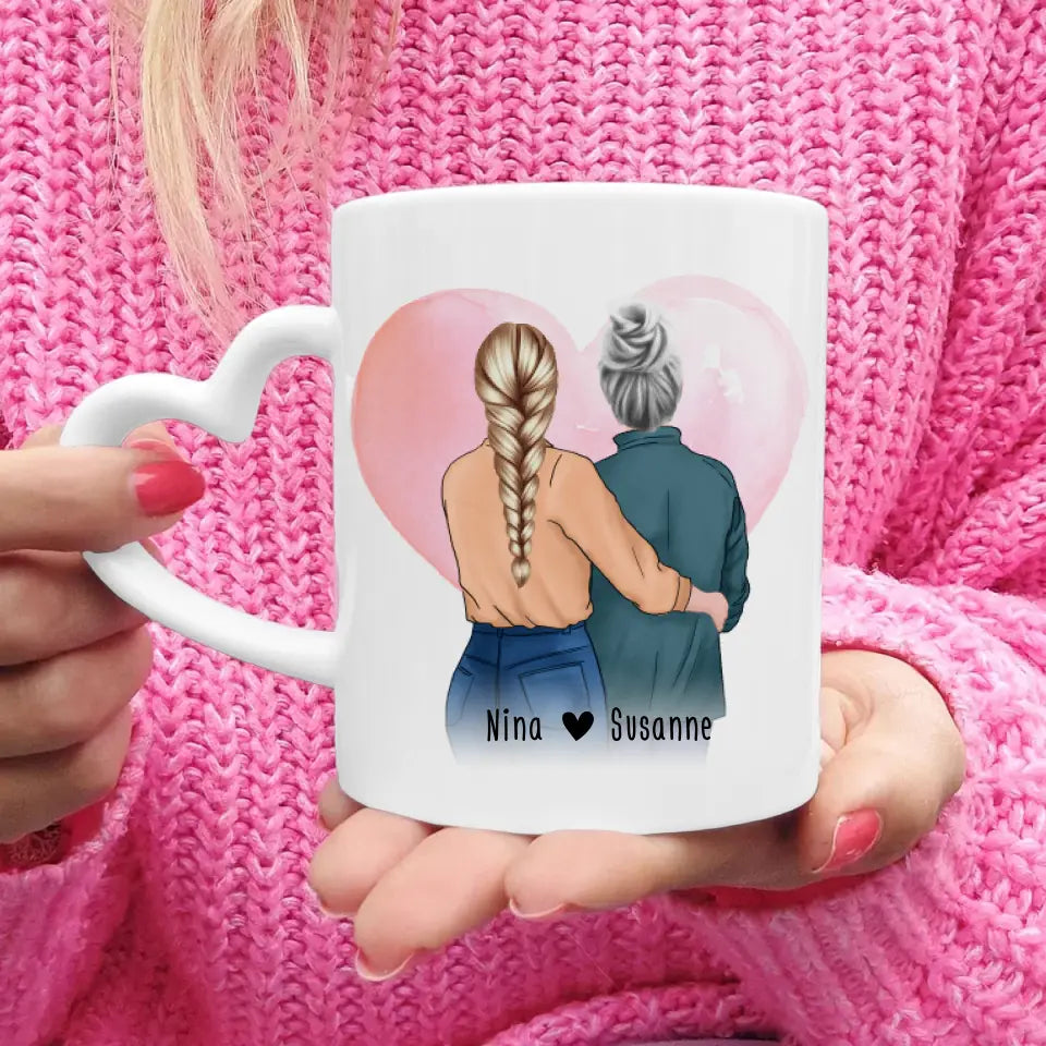 Personalisierte Tasse - Mutter/Mama + Tochter (stehend)