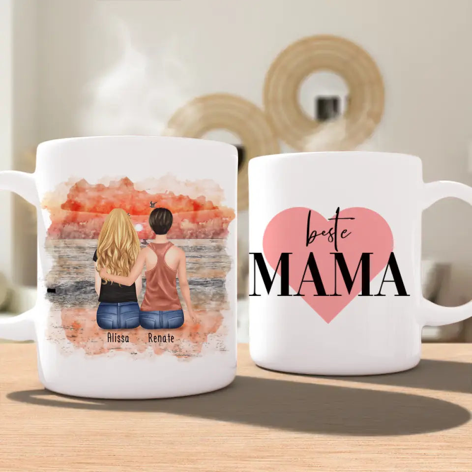 Personalisierte Tasse mit Mutter/Tochter (1 Tochter)