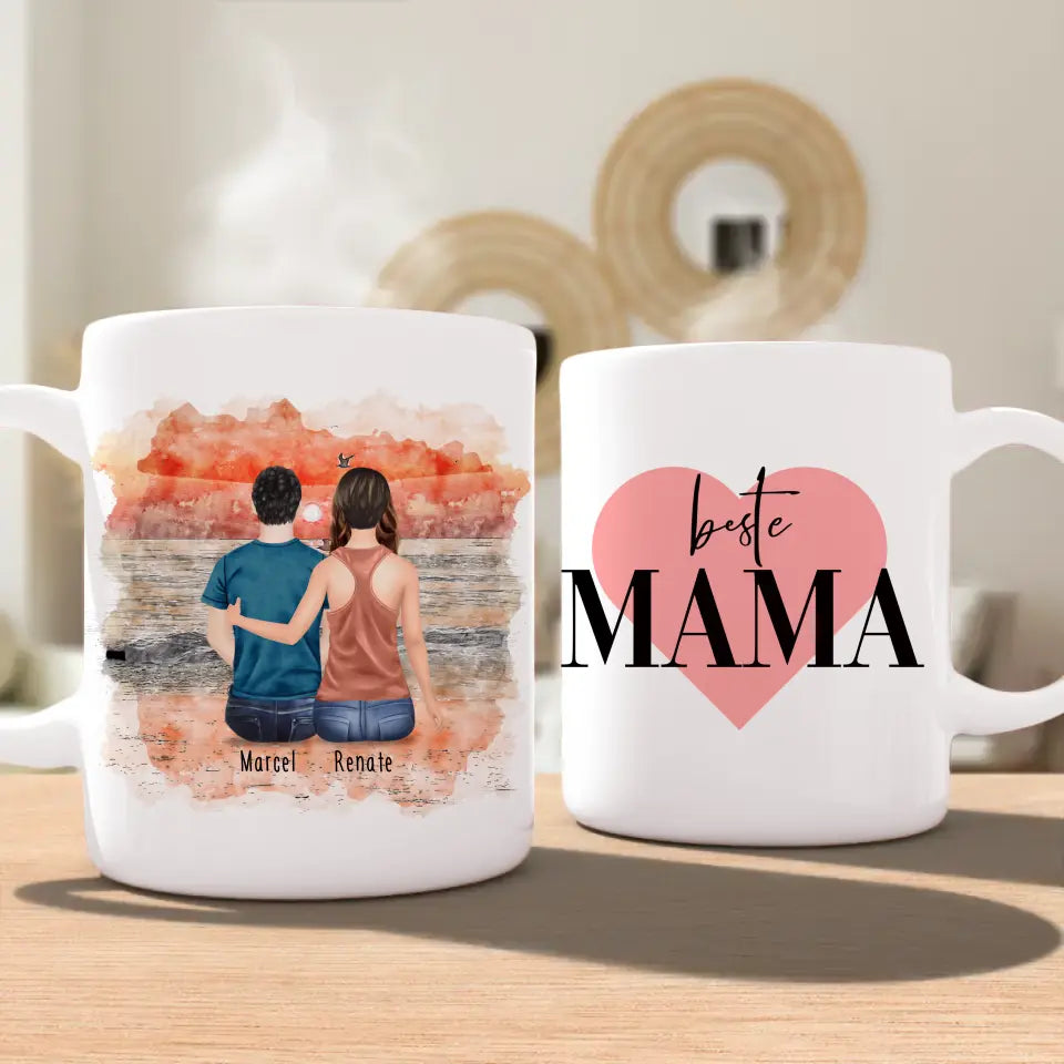 Personalisierte Tasse mit Mutter/Sohn (1 Sohn)