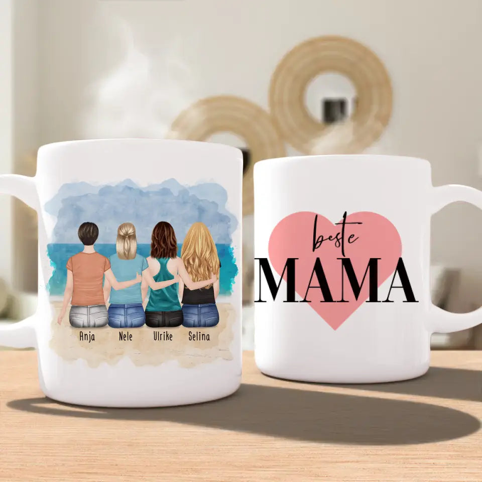 Personalisierte Tasse mit Mutter/Tochter (3 Töchter)