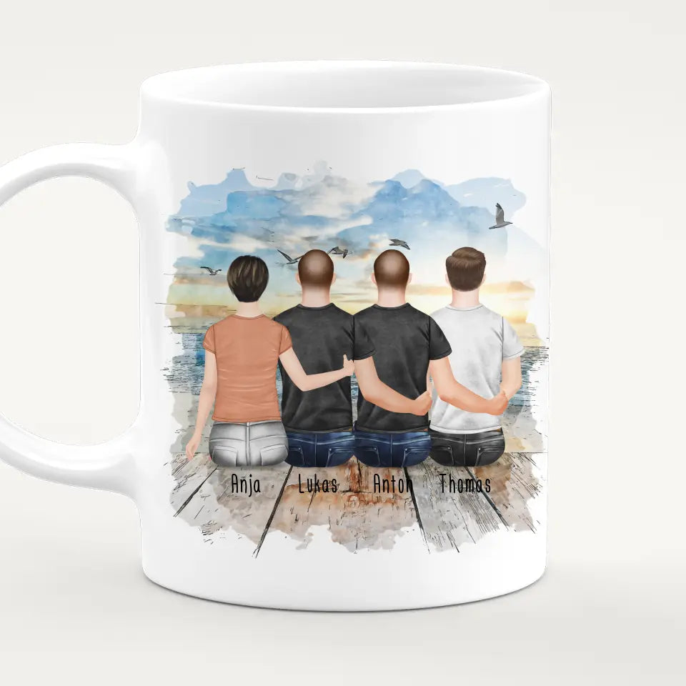 Personalisierte Tasse mit Mutter/Sohn (3 Söhne)