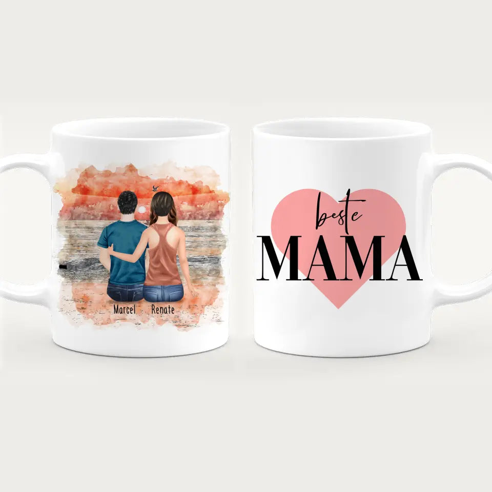 Personalisierte Tasse mit Mutter/Sohn (1 Sohn)