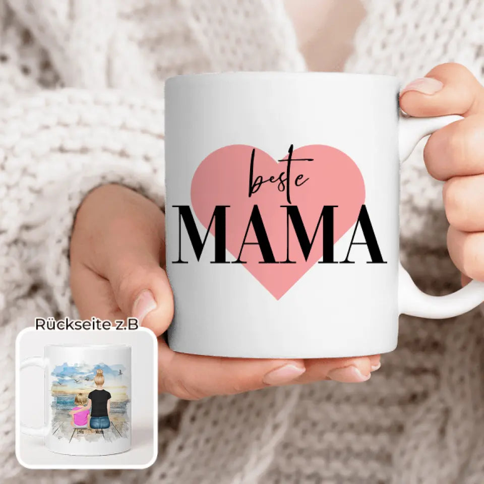 Personalisierte Tasse mit Mutter und Baby (1 Baby + 1 Mutter)