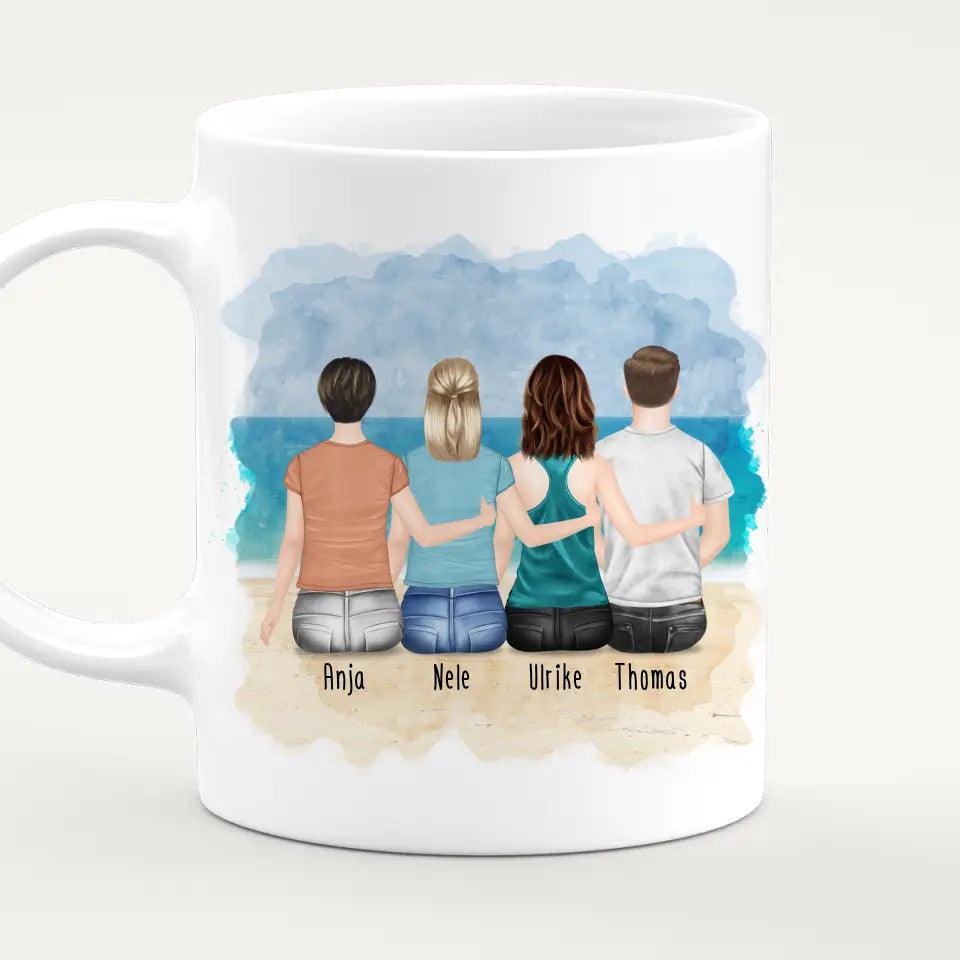 Personalisierte Tasse mit Mutter/Tochter/Sohn (2 Töchter + 1 Sohn)