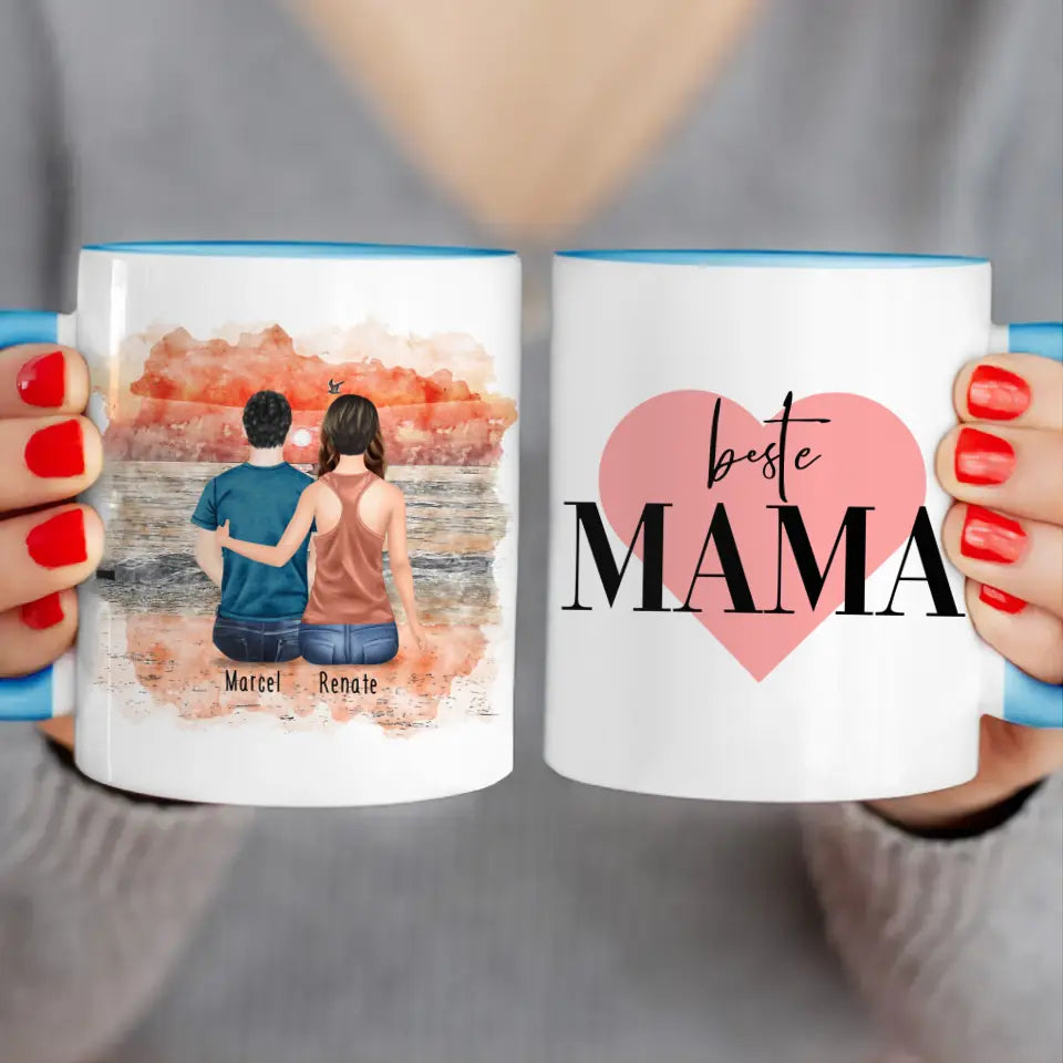 Personalisierte Tasse mit Mutter/Sohn (1 Sohn)