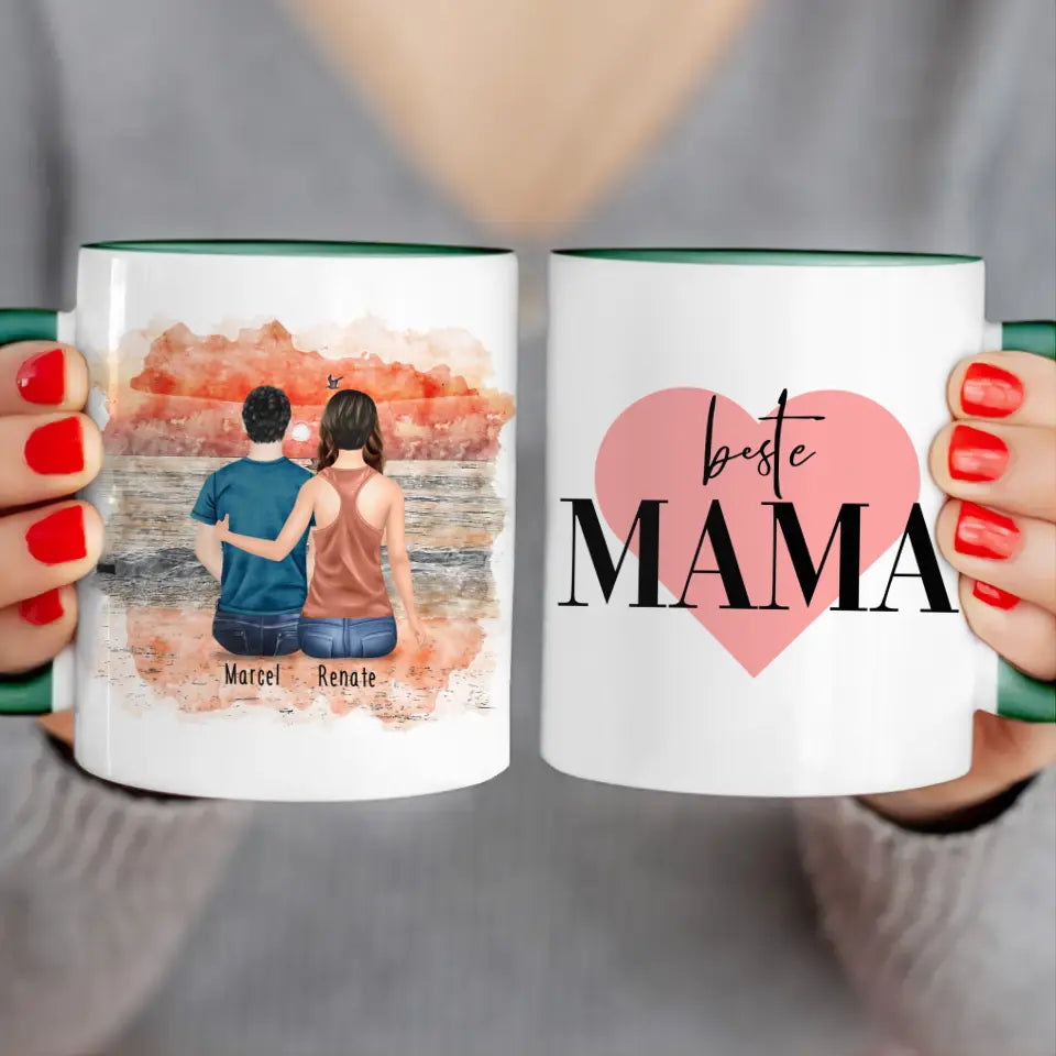 Personalisierte Tasse mit Mutter/Sohn (1 Sohn)