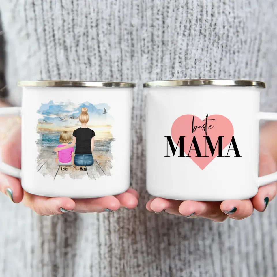 Personalisierte Tasse mit Mutter und Baby (1 Baby + 1 Mutter)