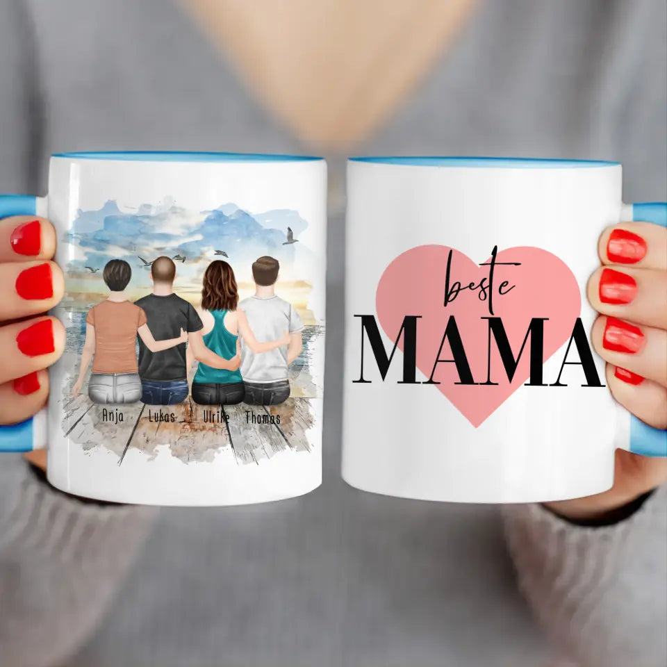 Personalisierte Tasse mit Mutter/Tochter/Sohn (1 Tochter + 2 Söhne)