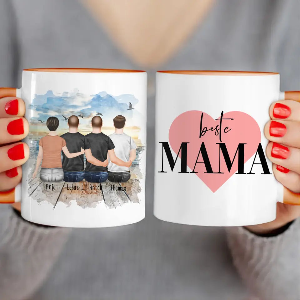 Personalisierte Tasse mit Mutter/Sohn (3 Söhne)