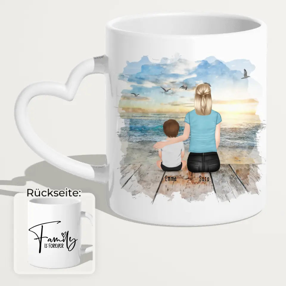 Personalisierte Tasse mit Mutter/Kind (1 Kind/Baby)