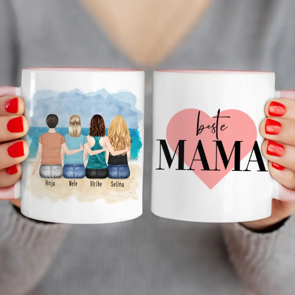 Personalisierte Tasse mit Mutter/Tochter (3 Töchter)