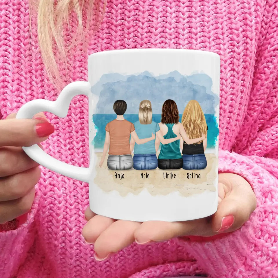 Personalisierte Tasse mit Mutter/Tochter (3 Töchter)