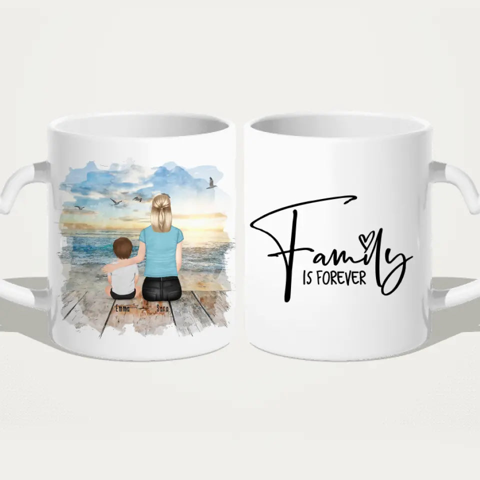 Personalisierte Tasse mit Mutter/Kind (1 Kind/Baby)