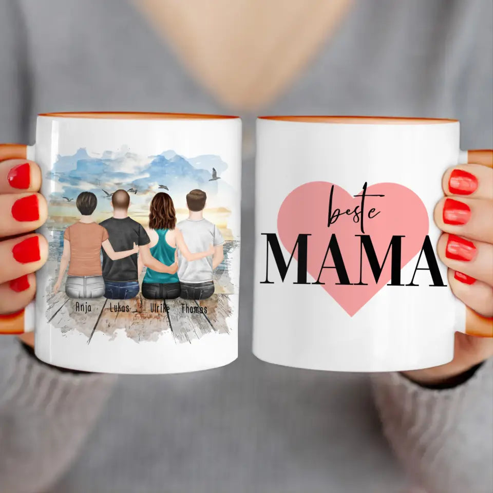 Personalisierte Tasse mit Mutter/Tochter/Sohn (1 Tochter + 2 Söhne)