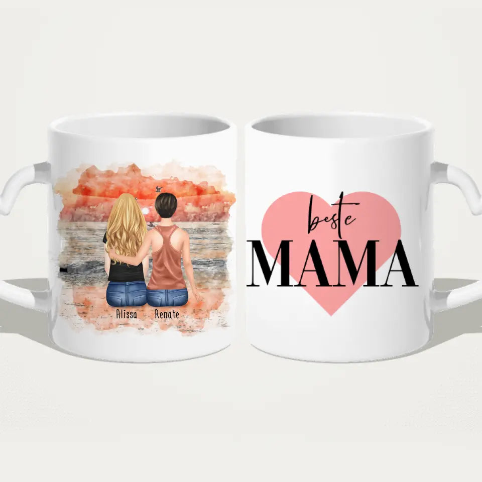 Personalisierte Tasse mit Mutter/Tochter (1 Tochter)