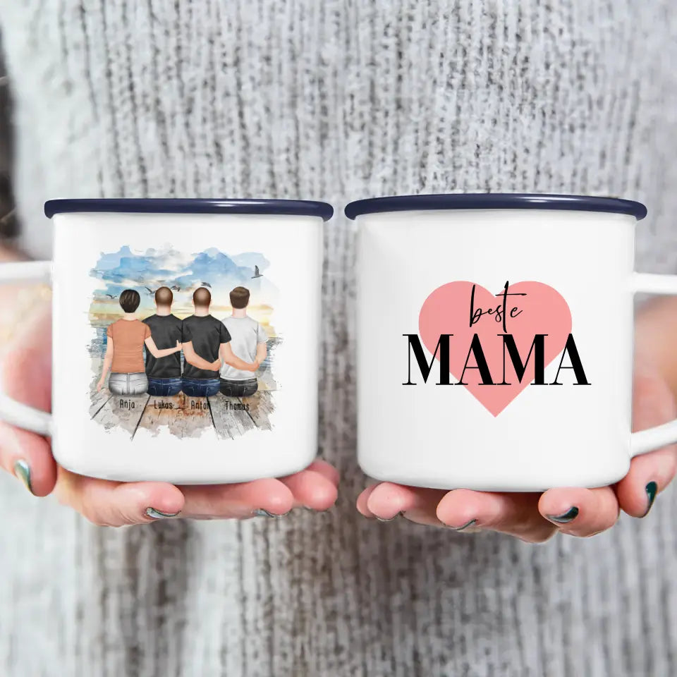 Personalisierte Tasse mit Mutter/Sohn (3 Söhne)