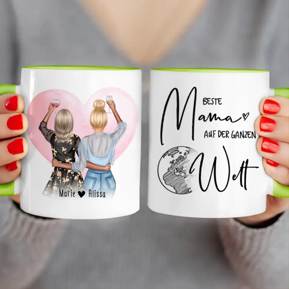 Personalisierte Tasse - Mutter + Tochter mit Drinks