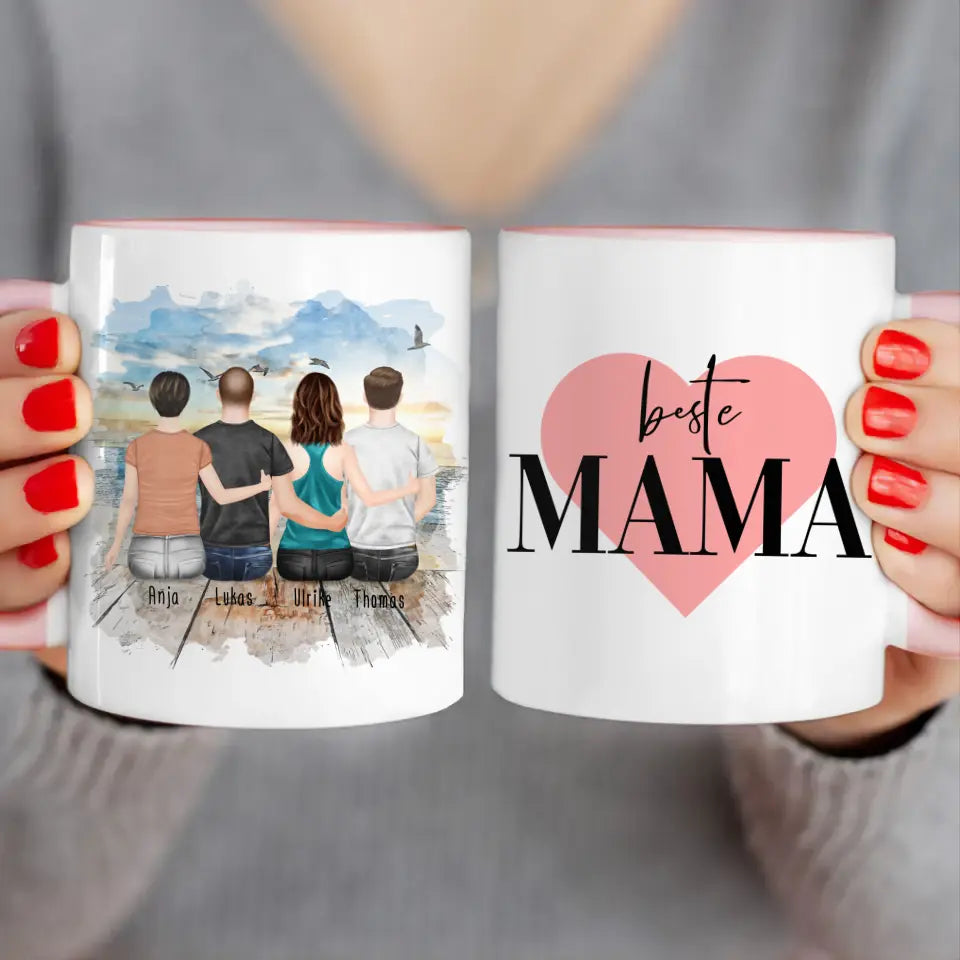 Personalisierte Tasse mit Mutter/Tochter/Sohn (1 Tochter + 2 Söhne)