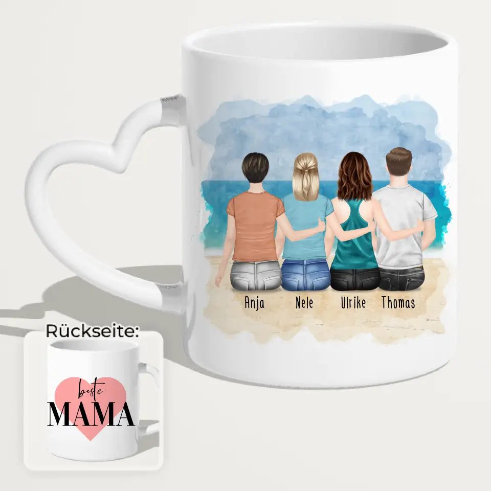 Personalisierte Tasse mit Mutter/Tochter/Sohn (2 Töchter + 1 Sohn)