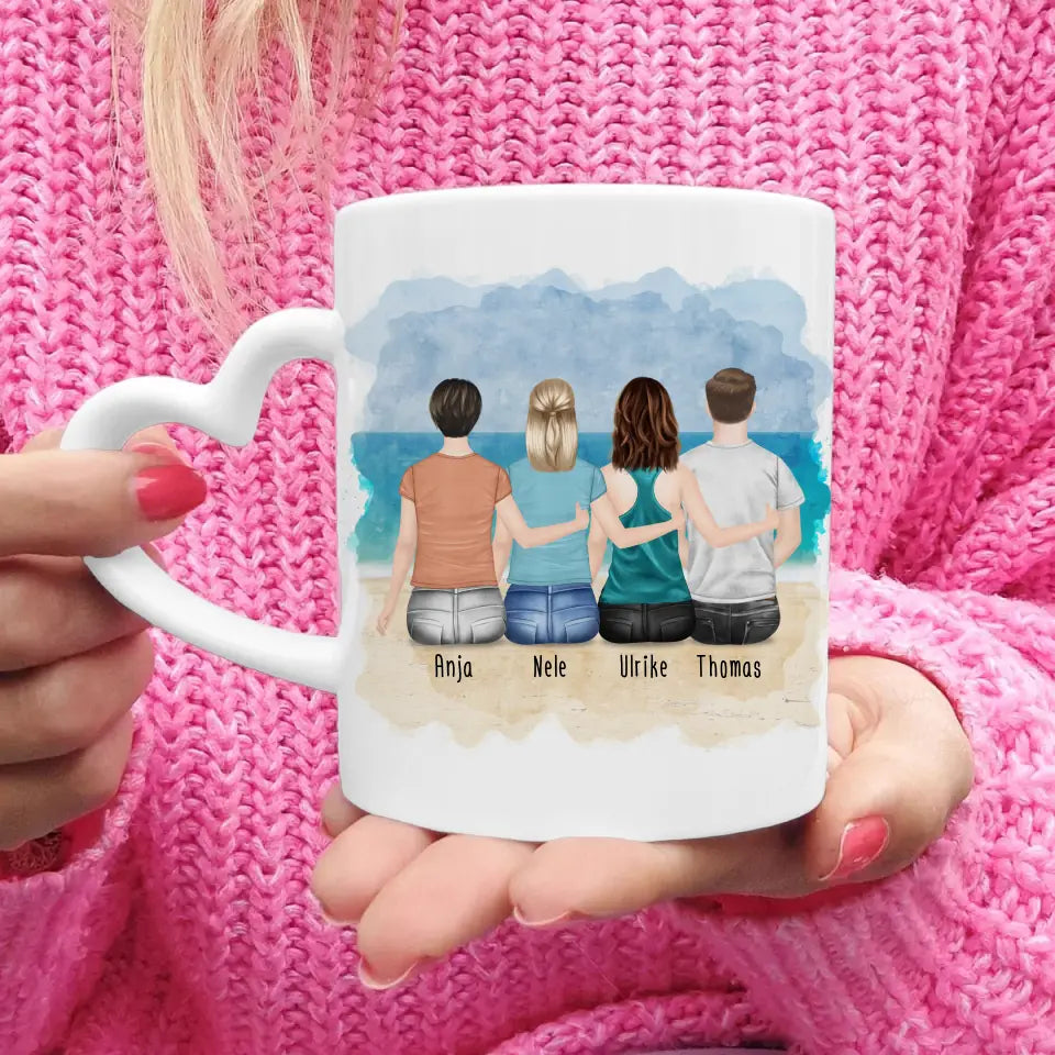 Personalisierte Tasse mit Mutter/Tochter/Sohn (2 Töchter + 1 Sohn)