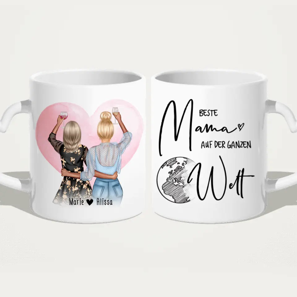 Personalisierte Tasse - Mutter + Tochter mit Drinks