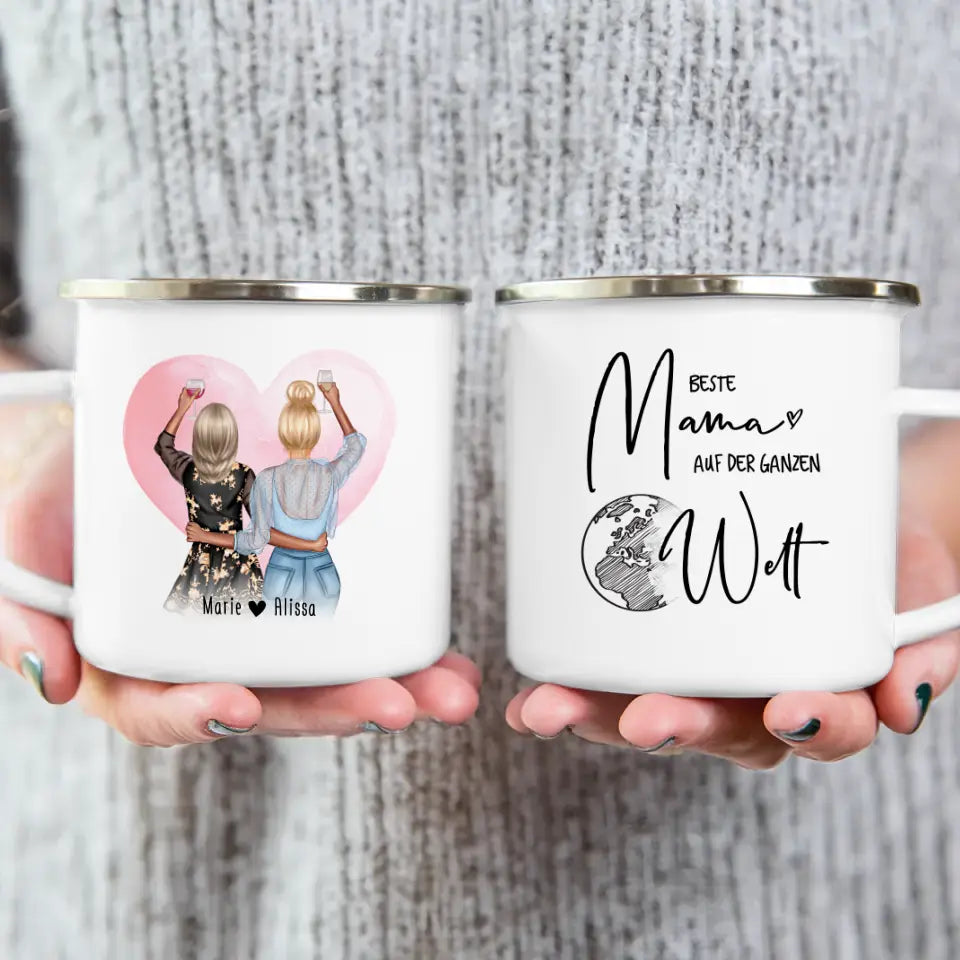 Personalisierte Tasse - Mutter + Tochter mit Drinks