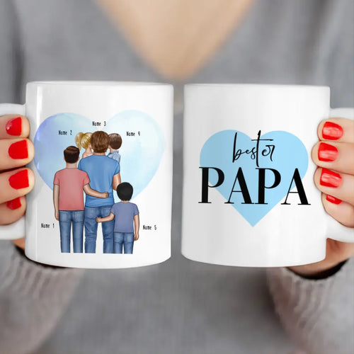 Personalisierte Tasse - Papa mit 1-4 Kindern