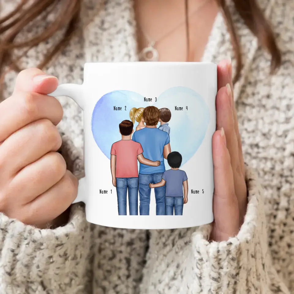 Personalisierte Tasse - Papa mit 1-4 Kindern