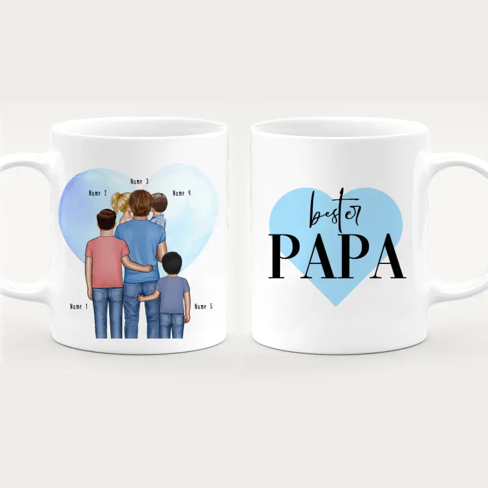 Personalisierte Tasse - Papa mit 1-4 Kindern