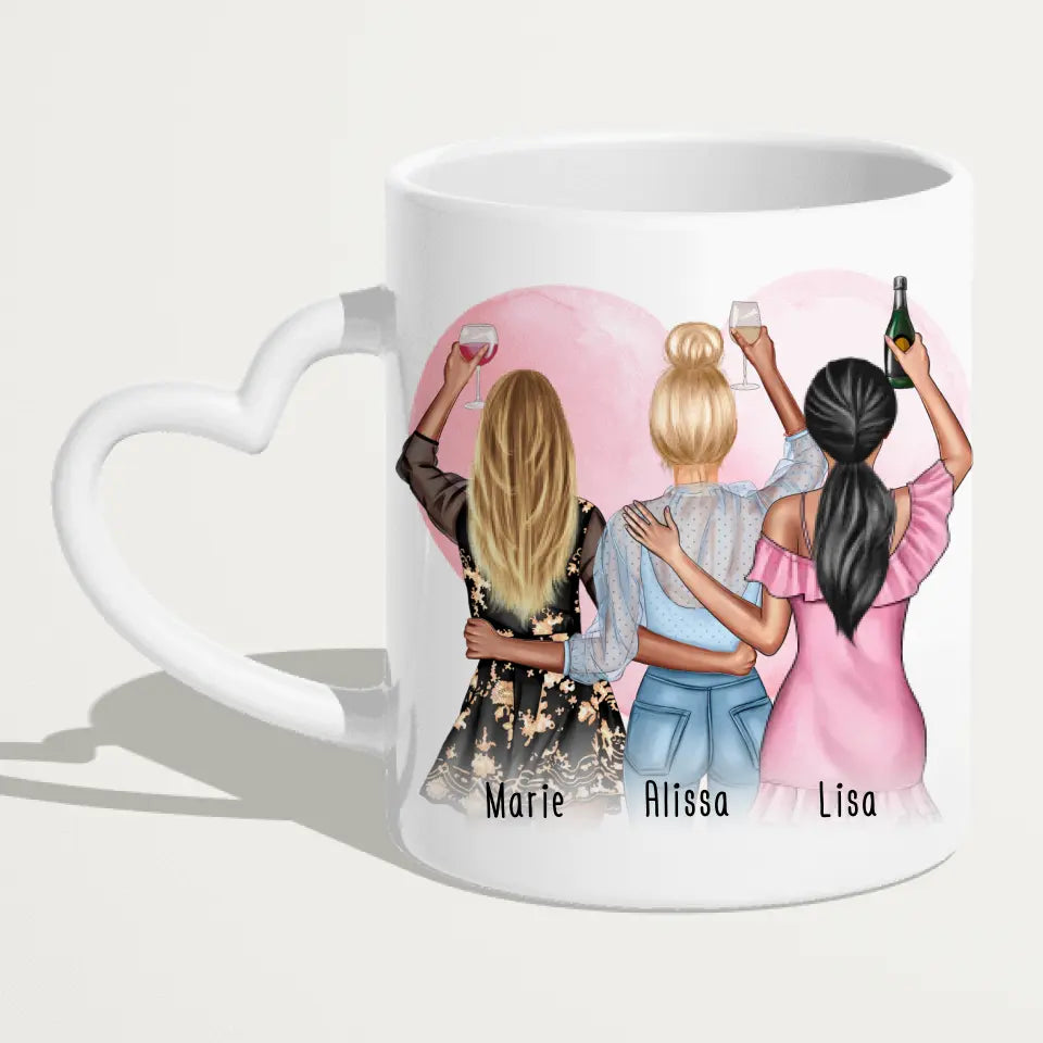 Personalisierte Tasse Beste Freundinnen (3 Freundinnen)