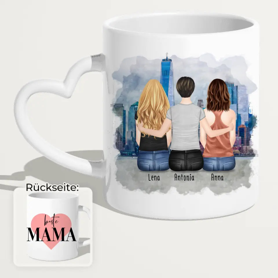 Personalisierte Tasse mit Mutter/Tochter (2 Töchter)