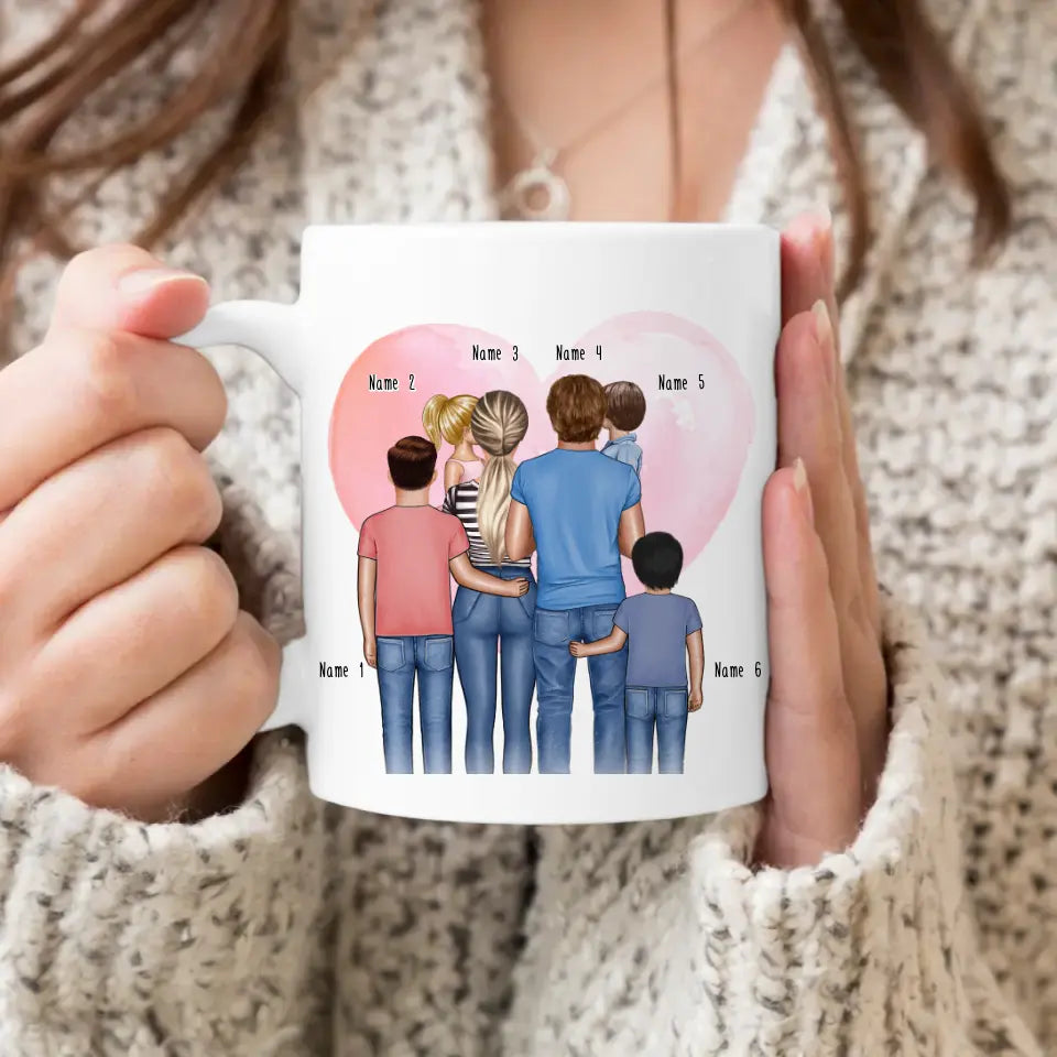 Personalisierte Tasse - Familie mit 1-4 Kindern