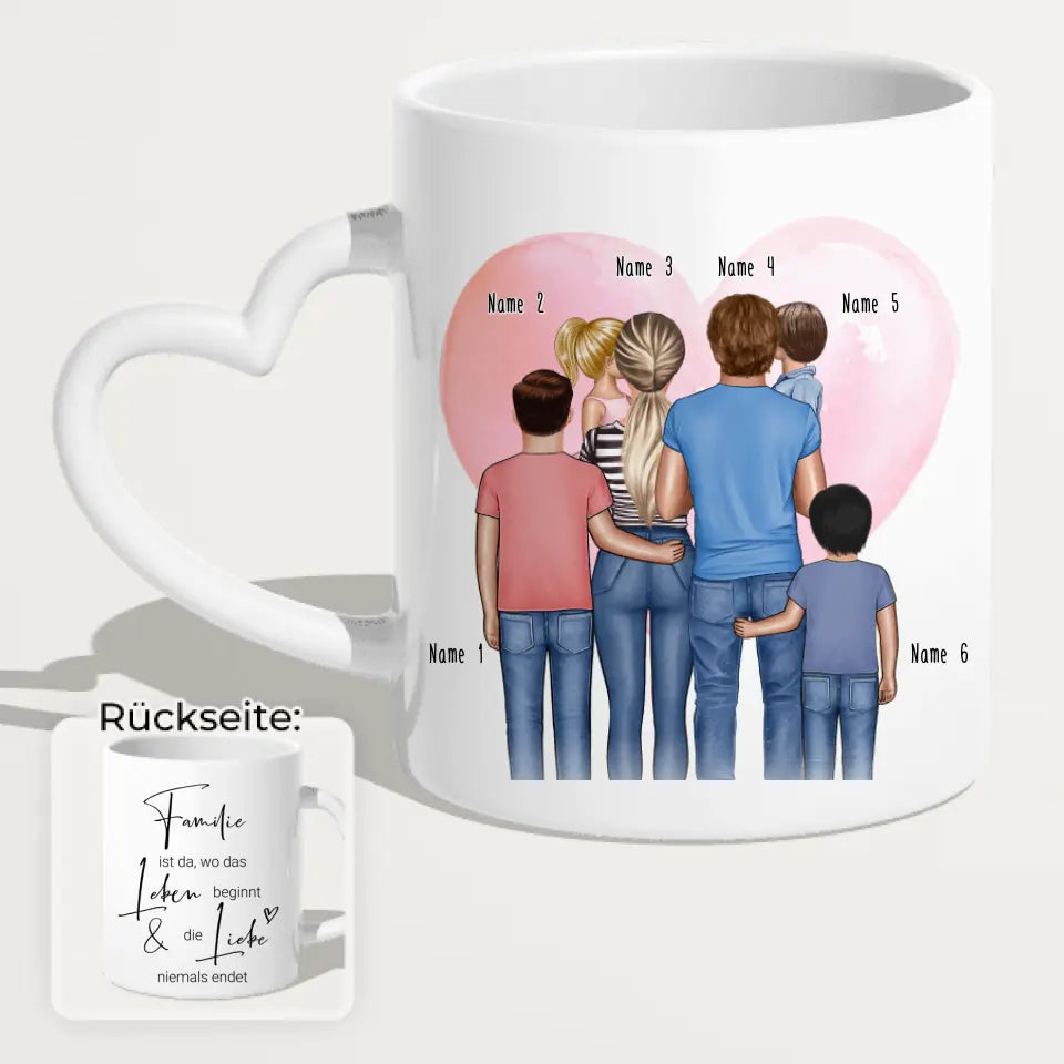 Personalisierte Tasse - Familie mit 1-4 Kindern