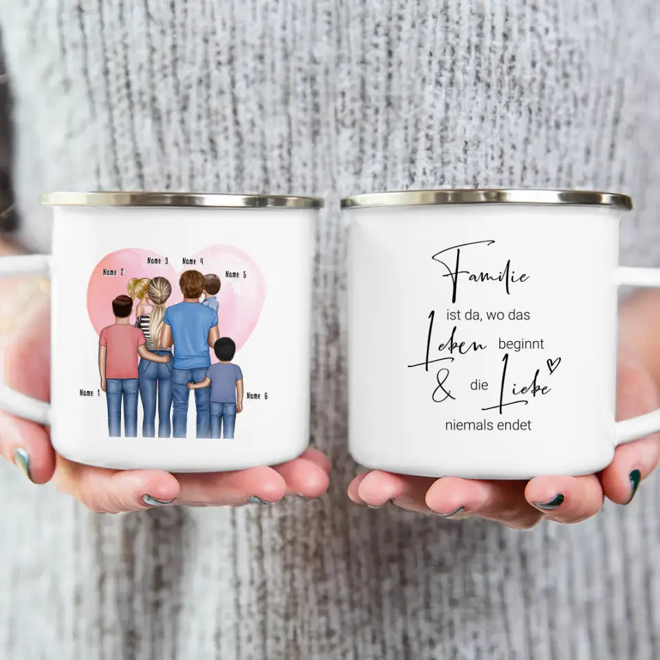 Personalisierte Tasse - Familie mit 1-4 Kindern