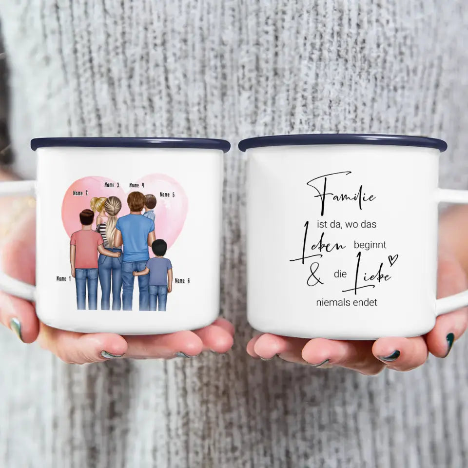 Personalisierte Tasse - Familie mit 1-4 Kindern