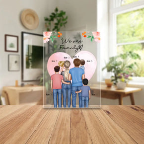 Personalisierte Acrylglasplatte - Familie + 1-4 Kinder