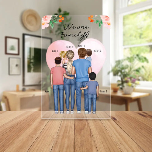 Personalisierte Acrylglasplatte - Familie + 1-4 Kinder