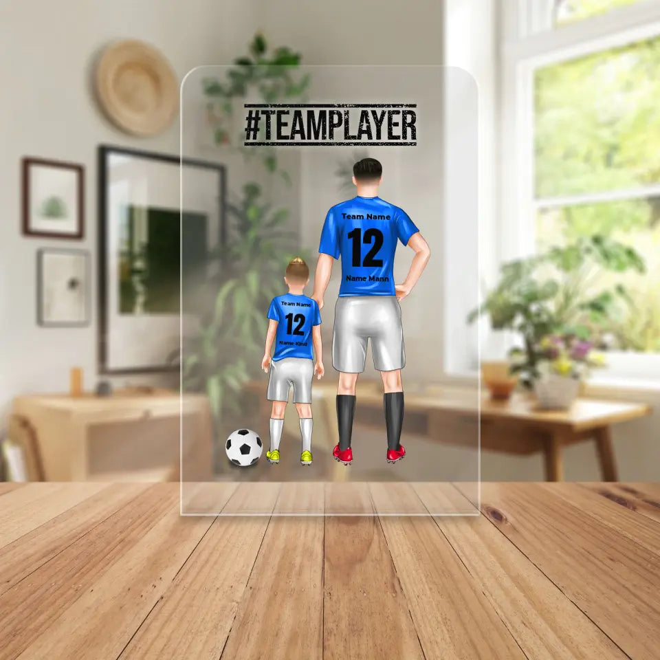 Personalisierte Fußball Acrylglasplatte mit mehreren Fußballern/Fußballerinnen - Familienposter