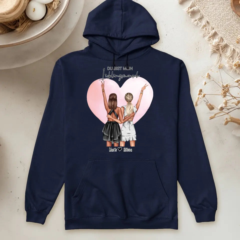 Personalisierter Hoodie - Beste Freundin mit Kleid (2 Freundinnen)