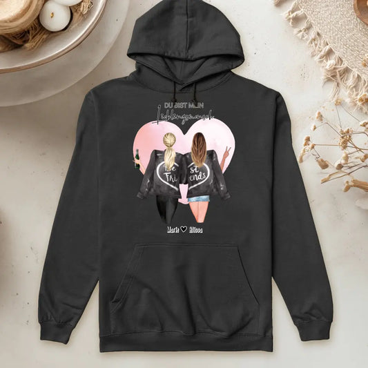 Personalisierter Hoodie - Beste Freundin mit Jacken (2 Freundinnen)