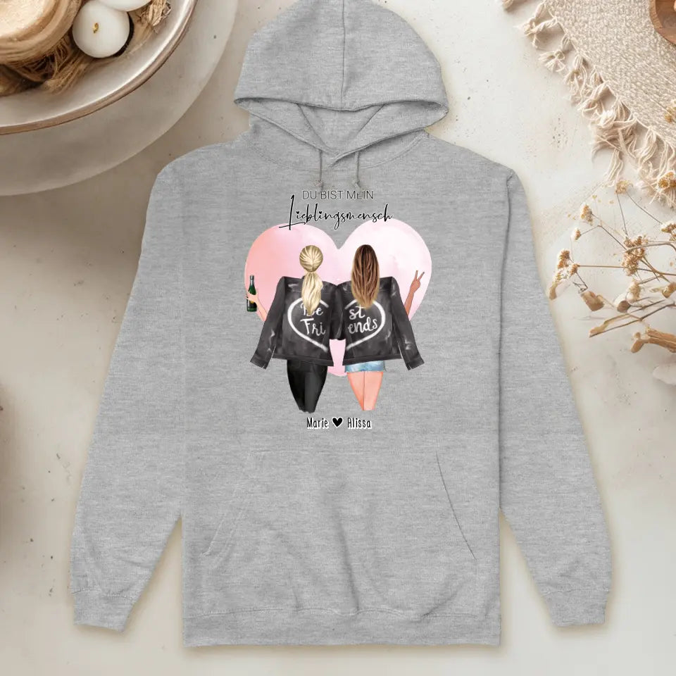 Personalisierter Hoodie - Beste Freundin mit Jacken (2 Freundinnen)