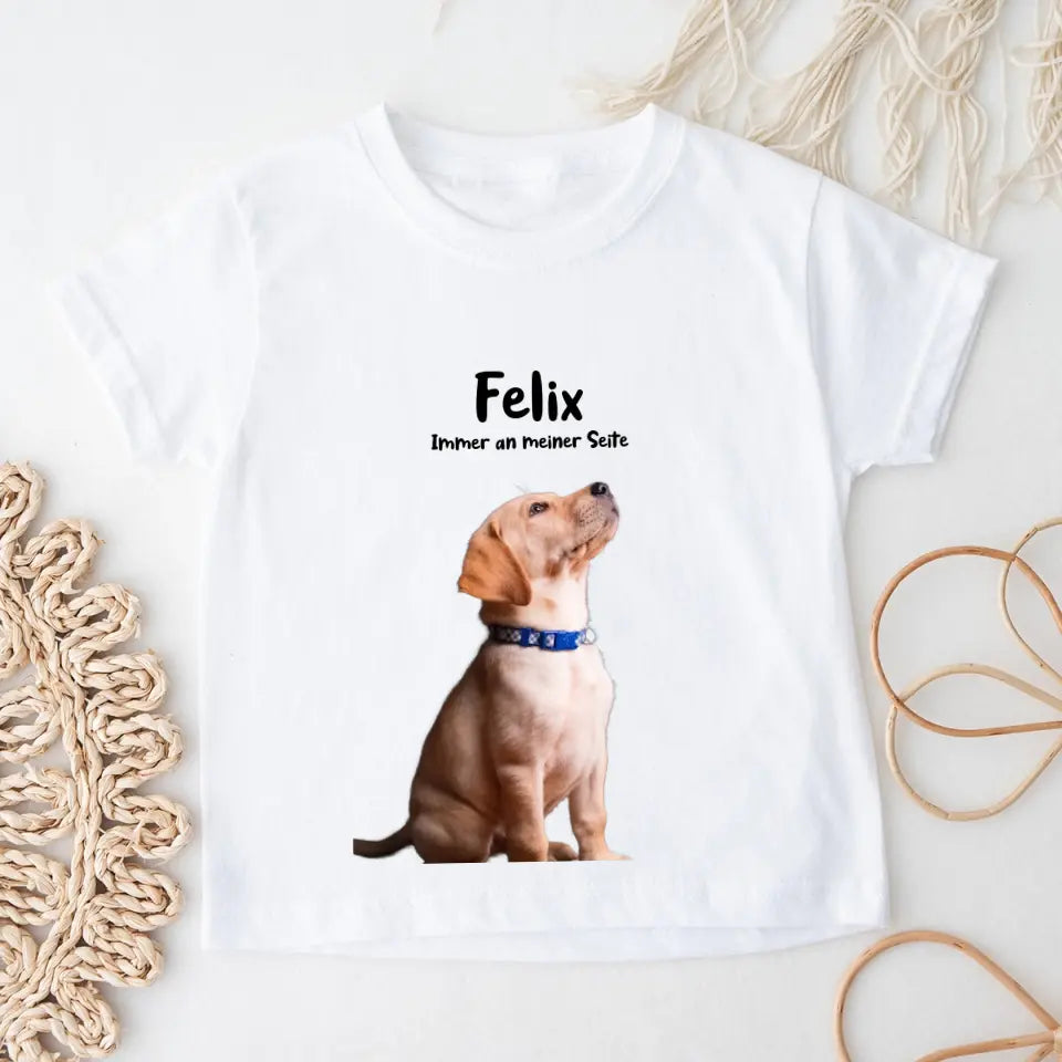 Personalisiertes Baby/Kinder T-Shirt - Bild vom eigenen Tier/Haustier (Hund/Katze/Pferd/Hase/Meerschweinchen)