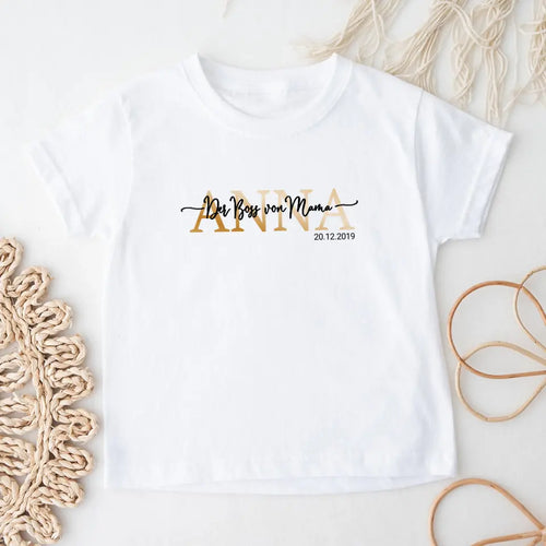 Personalisiertes Kinder T-Shirt - Kindername mit Spruch und Datum