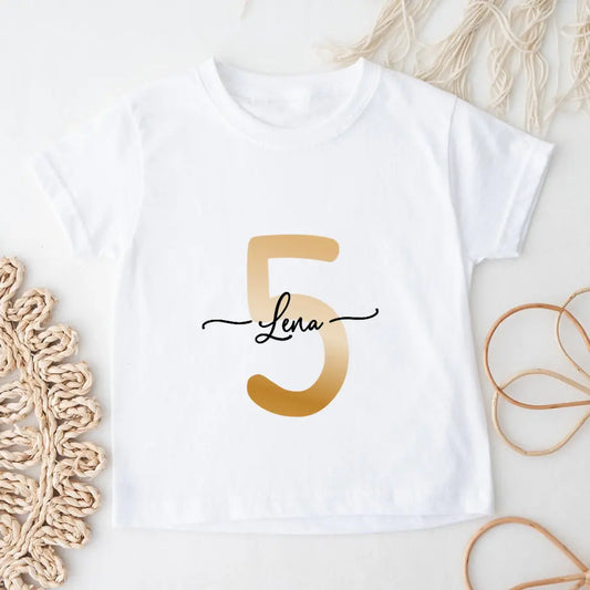 Personalisiertes Baby/Kinder T-Shirt - Name + Alter - Geburtstags T-Shirt