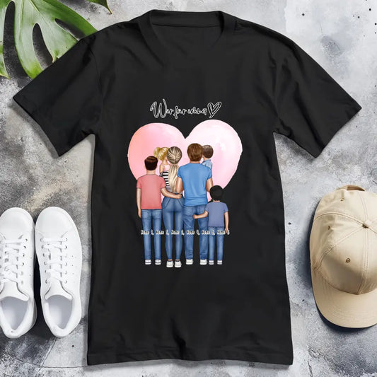 Personalisiertes T-Shirt - Familie + 1-4 Kinder