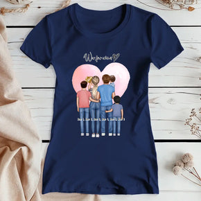 Personalisiertes T-Shirt - Familie + 1-4 Kinder